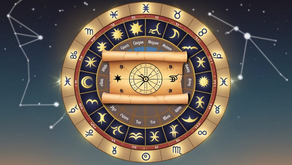 Leonardo Phoenix Visual Element A circular zodiac wheel with a 1